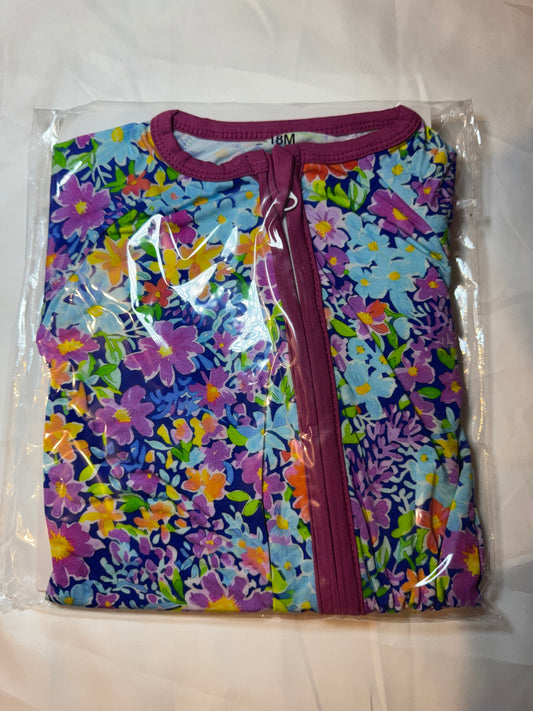 Bright Floral 12-18 Bamboo Zippy